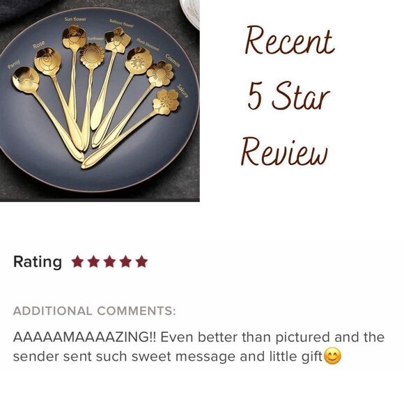 🎁 NEW 16 Piece Gift Set Stainless Steel Flower Spoon - Picture 7 of 7